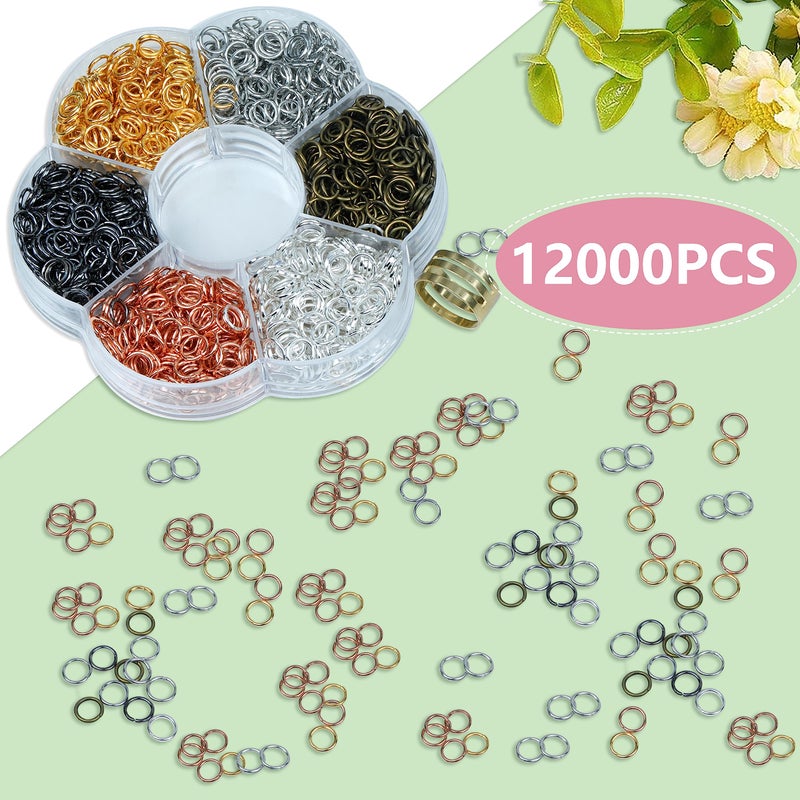 YAKA 12000Pcs 3mm1Box 6 Colors Open Jump Ring,Ring Jewelry Keychain for Jewelry Making Accessories,1Pcc Jump Ring Open/Close Tool and 1Pcs Clear Box (0.11"/3mm) - Image 3